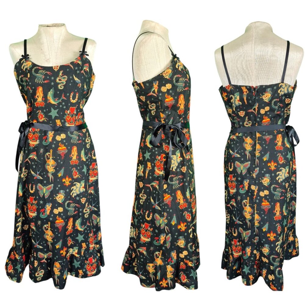 Paper Doll Productions Tattoo Print Sailor Jerry Swing Dress New with tag XL